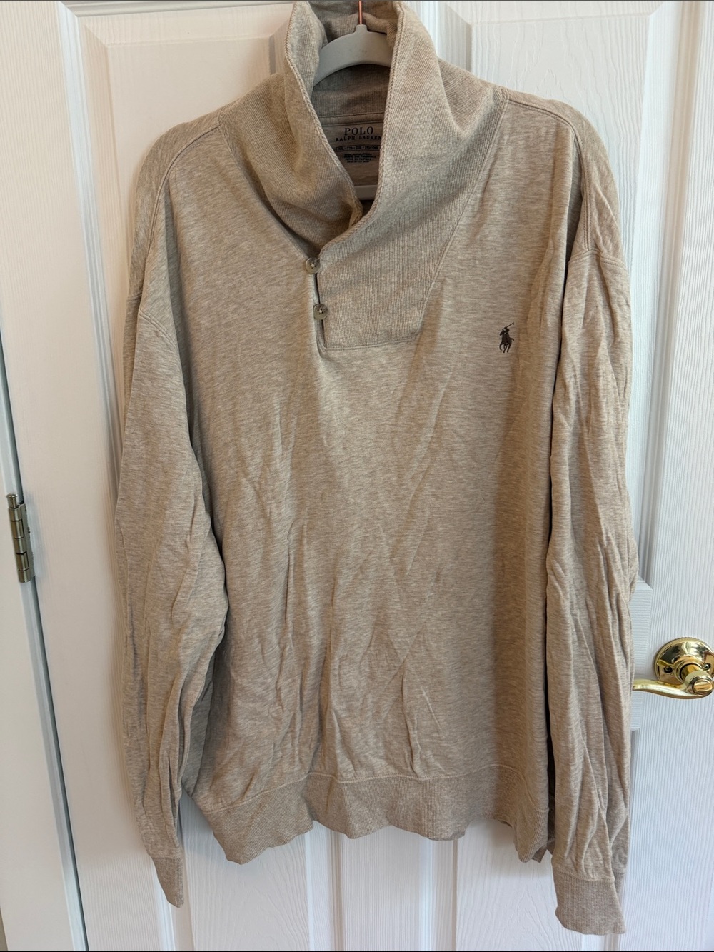 Polo by Ralph Lauren Men's Light Beige Button-Up Sweater